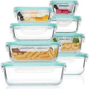 8Pack Glass Food Storage Containers with Airtight Lids,Glass Meal Prep Container
